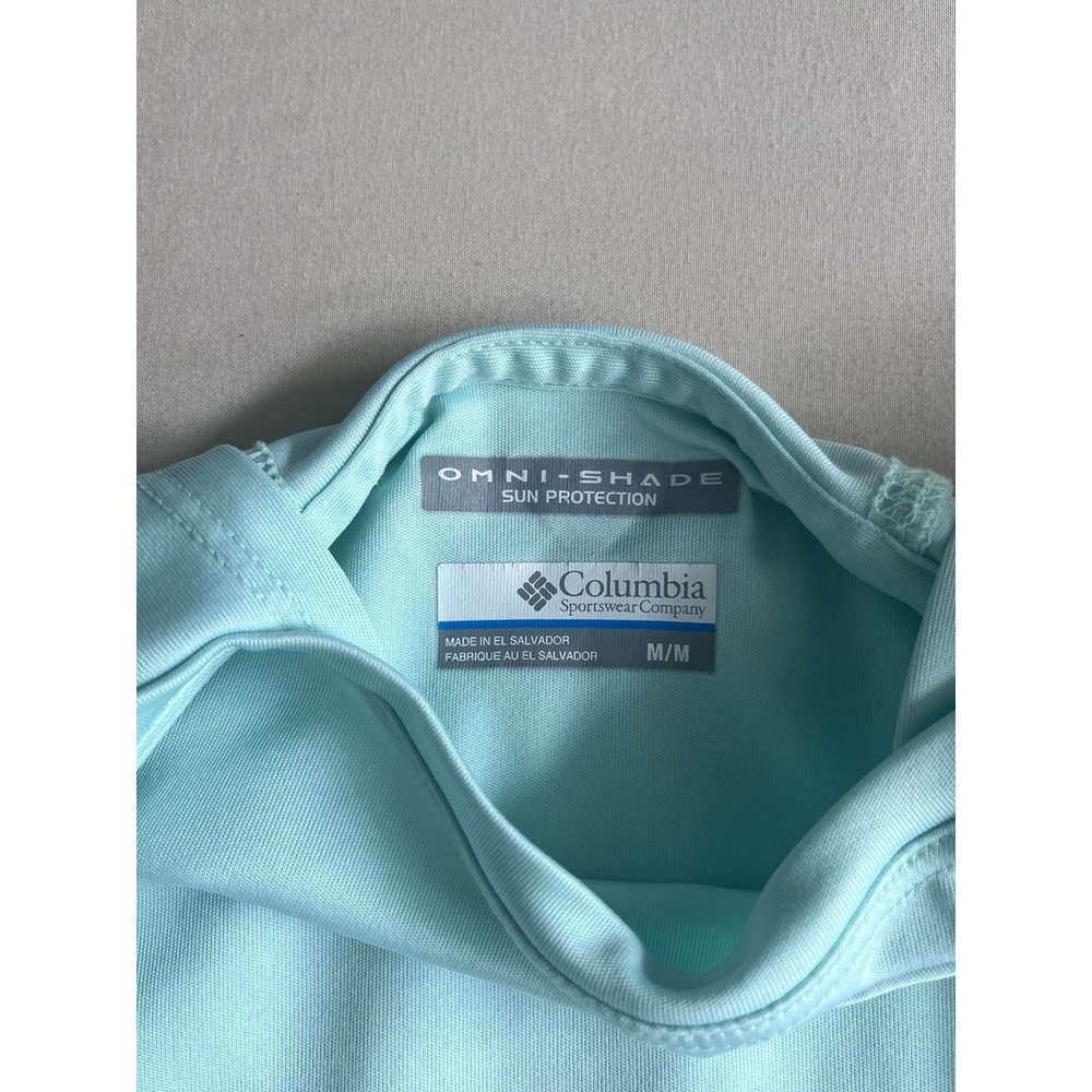 Columbia PFG Hoodie II Aqua Blue Long Sleeve Sun Shirt Womens M Preppy Active - Picture 3 of 4